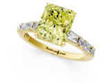 Yellow gold Fancy Yellow Radiant  Solitaire with Side Baguettes and Channel Set Band_46