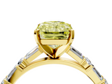 Yellow gold Fancy Yellow Radiant  Solitaire with Side Baguettes and Channel Set Band_49