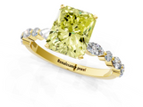 Yellow gold Fancy Yellow Radiant  Solitaire with Side Stones on a Pavé Band and Four-Prong Setting_24