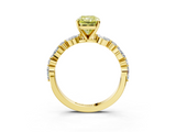 Yellow gold Fancy Yellow Radiant  Solitaire with Side Stones on a Pavé Band and Four-Prong Setting_26