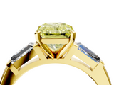 Yellow gold Fancy Yellow Radiant  Solitaire with Tapered Baguette Side Stones on a Classic Band with Four-Prong Setting_74
