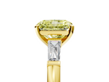 Yellow gold Fancy Yellow Radiant  Solitaire with Tapered Baguette Side Stones on a Classic Band with Four-Prong Setting_75