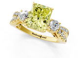 Yellow gold Fancy Yellow Radiant  Three-Stone Diamond Ring with Pavé Split Shank and Four-Prong Setting_46