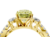 Yellow gold Fancy Yellow Radiant  Three-Stone Diamond Ring with Pavé Split Shank and Four-Prong Setting_49