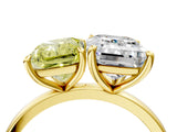 Yellow gold Fancy Yellow Radiant  and Emerald Cut Toi Moi Ring with Prong Setting_50