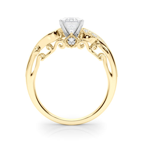 Yellow gold Fancy Yellow Radiant cut Solitaire with Milgrain Pave Band and Four-Prong Setting 2