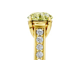 Yellow gold Fancy Yellow Round  Brilliant Cut Diamond Engagement Ring with Pavé Band and Four-Prong Setting_34