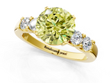 Yellow gold Fancy Yellow Round  Brilliant Cut Diamond Five-Stone Prong Set Engagement Ring with Channel Band_1