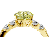 Yellow gold Fancy Yellow Round  Brilliant Cut Diamond Five-Stone Prong Set Engagement Ring with Channel Band_4