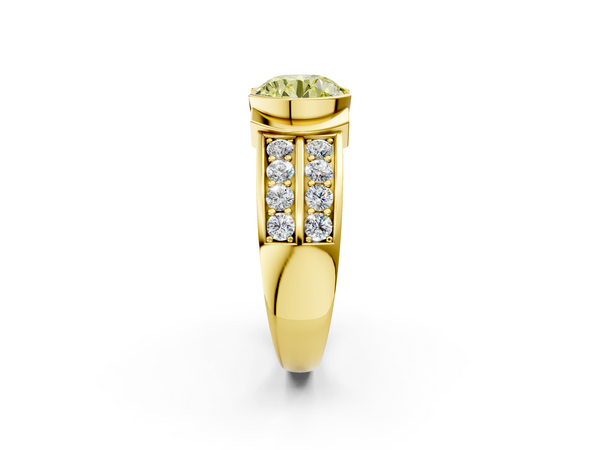 Yellow Gold Round Half Bezel Channel Set Engagement Ring Setting for Fancy Yellow Center