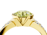 Yellow gold Fancy Yellow Round  Brilliant Diamond Channel Set Wide Band Ring with Bezel Setting_4