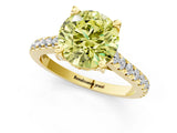 Yellow gold Fancy Yellow Round  Brilliant Diamond Solitaire with Pavé Band and Four-Prong Setting 1
