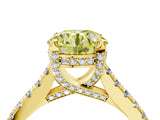 Yellow gold Fancy Yellow Round  Brilliant Diamond Solitaire with Pavé Band and Four-Prong Setting 4