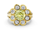 Yellow gold Fancy Yellow Round  Brilliant Flower Halo Diamond Split Shank Ring_51