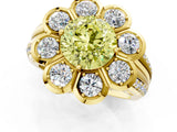 Yellow gold Fancy Yellow Round  Brilliant Flower Halo Diamond Split Shank Ring_52