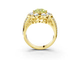Yellow gold Fancy Yellow Round  Brilliant Flower Halo Diamond Split Shank Ring_54