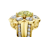 Yellow gold Fancy Yellow Round  Brilliant Flower Halo Diamond Split Shank Ring_56