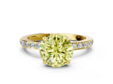 Yellow gold Fancy Yellow Round  Brilliant Pavé Band Solitaire with Four-Prong Setting_17
