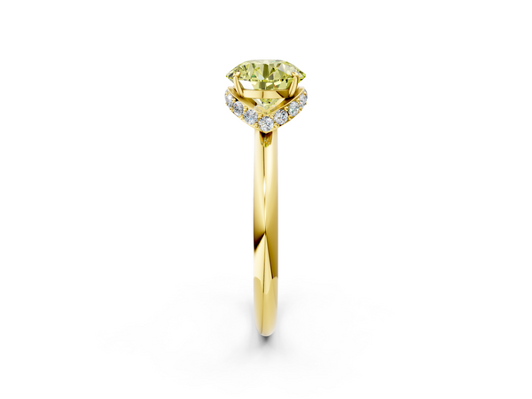 Yellow gold Fancy Yellow Round  Brilliant Solitaire Engagement Ring with Six-Prong Setting and Classic Band