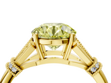 Yellow gold Fancy Yellow Round  Brilliant Solitaire with Pave Band and Four-Prong Setting_4