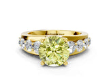 Yellow gold Fancy Yellow Round  Brilliant Solitaire with Side Stones on a Pave Band and Four-Prong Setting_12