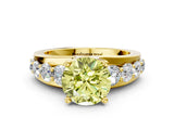 Yellow gold Fancy Yellow Round  Brilliant Solitaire with Side Stones on a Pave Band and Four-Prong Setting_24