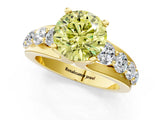 Yellow gold Fancy Yellow Round  Brilliant Solitaire with Side Stones on a Pave Band and Four-Prong Setting_25