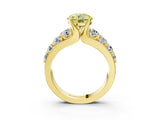 Yellow gold Fancy Yellow Round  Brilliant Solitaire with Side Stones on a Pave Band and Four-Prong Setting_27