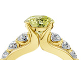 Yellow gold Fancy Yellow Round  Brilliant Solitaire with Side Stones on a Pave Band and Four-Prong Setting_28