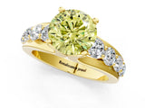 Yellow gold Fancy Yellow Round  Brilliant Solitaire with Side Stones on a Pave Band and Four-Prong Setting_58