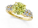 Yellow gold Fancy Yellow Round  Cluster Diamond Engagement Ring with Pavé Band and Four-Prong Setting_1