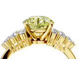 Yellow gold Fancy Yellow Round  Cluster Diamond Engagement Ring with Pavé Band and Four-Prong Setting_4