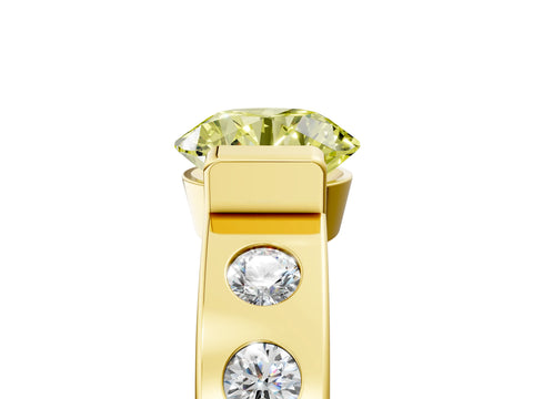 Yellow gold Fancy Yellow Round Cut Brilliant Channel-Set Diamond Ring with Bezel Prong Setting_5