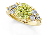 Yellow gold Fancy Yellow Round Cut Brilliant Diamond Cluster Accent Solitaire Ring with Prong Setting_1