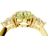 Yellow gold Fancy Yellow Round Cut Brilliant Diamond Cluster Accent Solitaire Ring with Prong Setting_4