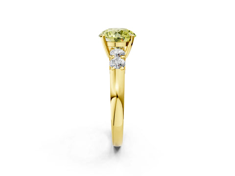 Yellow gold Fancy Yellow Round Cut Brilliant Diamond Five-Stone Engagement Ring with Prong Setting on a Classic Band_5