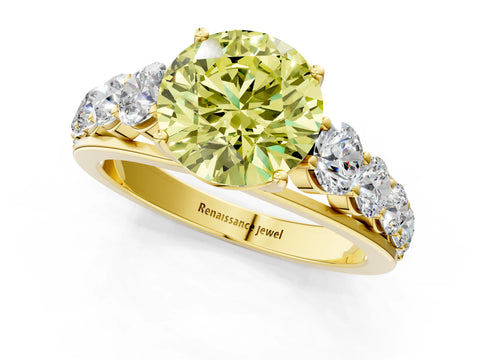 Yellow gold Fancy Yellow Round Cut Brilliant Diamond Pavé Band with Six-Prong Setting_1