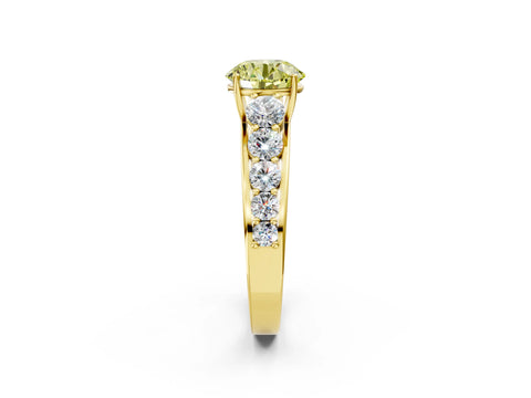 Yellow gold Fancy Yellow Round Cut Brilliant Diamond Pavé Band with Six-Prong Setting_2