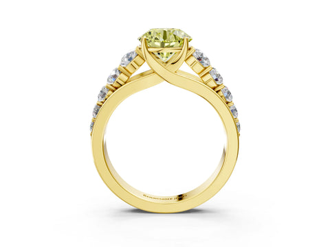 Yellow gold Fancy Yellow Round Cut Brilliant Diamond Pavé Band with Six-Prong Setting_3