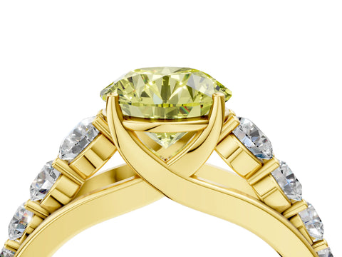 Yellow gold Fancy Yellow Round Cut Brilliant Diamond Pavé Band with Six-Prong Setting_4