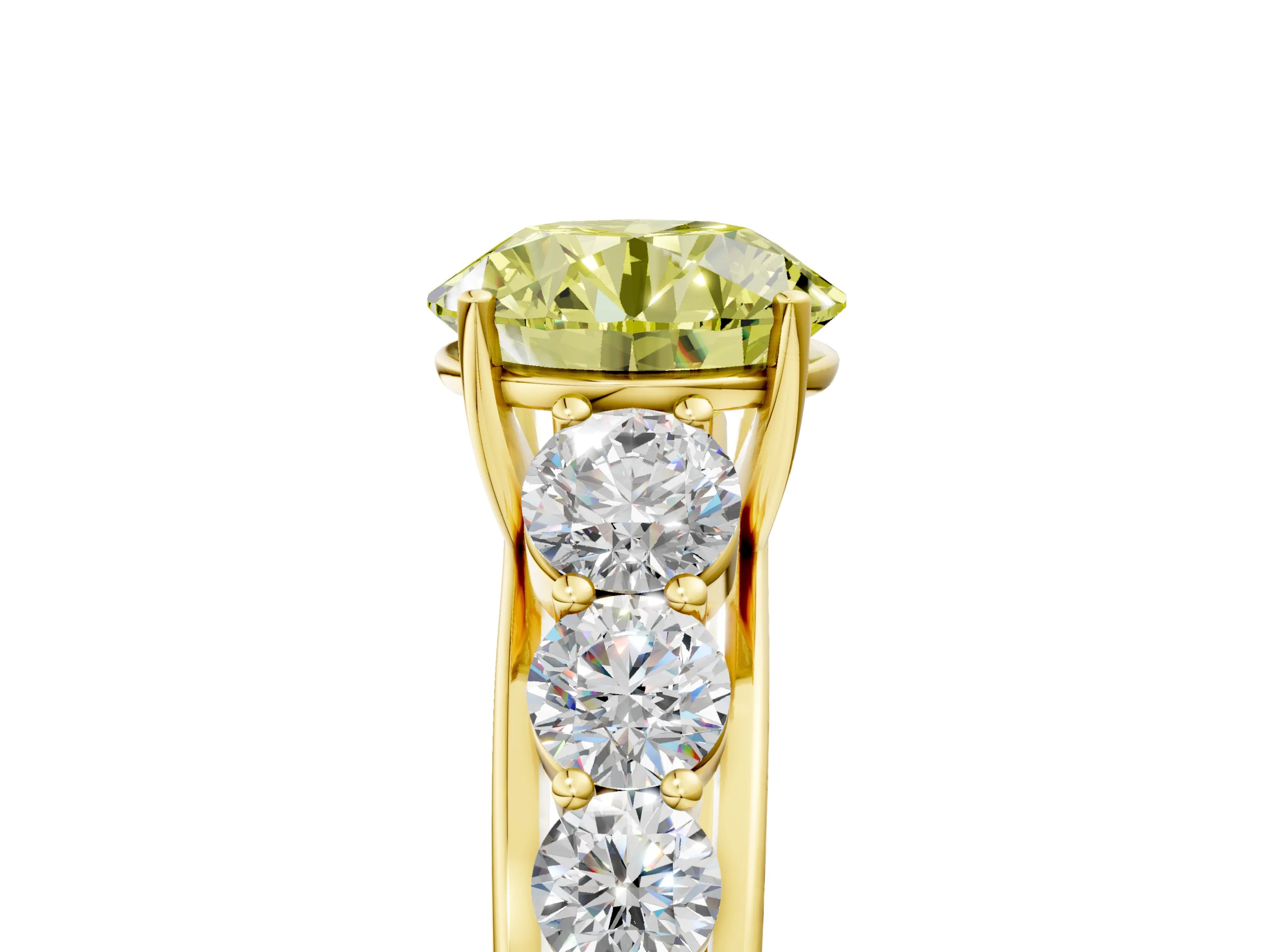 Yellow gold Fancy Yellow Round Cut Brilliant Diamond Pavé Band with Six-Prong Setting_5