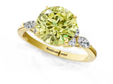 Yellow gold Fancy Yellow Round Cut Brilliant Diamond Solitaire Ring with Pear Side Stones and Four-Prong Setting_4
