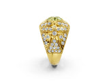 Yellow gold Fancy Yellow Round Cut Brilliant Halo Pave Diamond Milgrain Ring_2