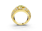 Yellow gold Fancy Yellow Round Cut Brilliant Halo Pave Diamond Milgrain Ring_3