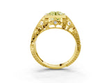Yellow gold Fancy Yellow Round Cut Brilliant Milgrain Filigree Diamond Ring with Square Prong Setting_3