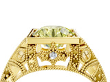 Yellow gold Fancy Yellow Round Cut Brilliant Milgrain Filigree Diamond Ring with Square Prong Setting_4