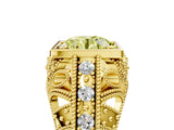 Yellow gold Fancy Yellow Round Cut Brilliant Milgrain Filigree Diamond Ring with Square Prong Setting_5