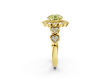 Yellow gold Fancy Yellow Round Cut Brilliant Milgrain Pave Heart Band Solitaire Ring_2
