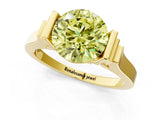 Yellow gold Fancy Yellow Round Cut Brilliant Solitaire Diamond Ring with Channel Set Band and Bar Prong Setting_1