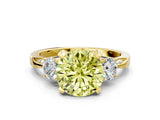 Yellow gold Fancy Yellow Round Cut Brilliant Three-Stone Diamond Ring with Pavé Band and Four-Prong Setting_3